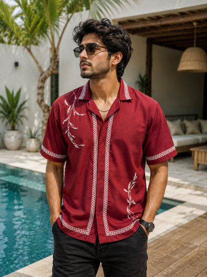 Summer Leaf Embroidered Shirt | Men - Shirt | MyDesignation