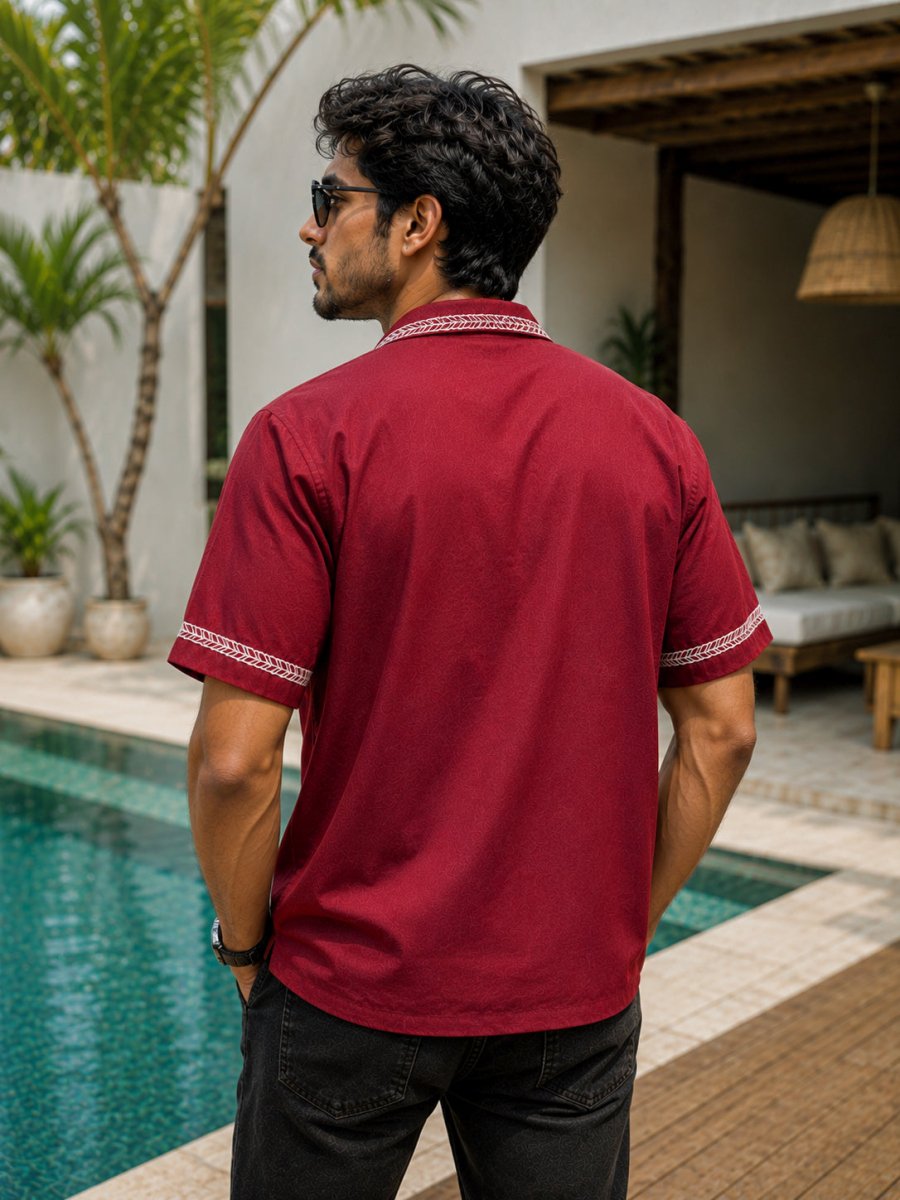 Summer Leaf Embroidered Shirt | Men - Shirt | MyDesignation