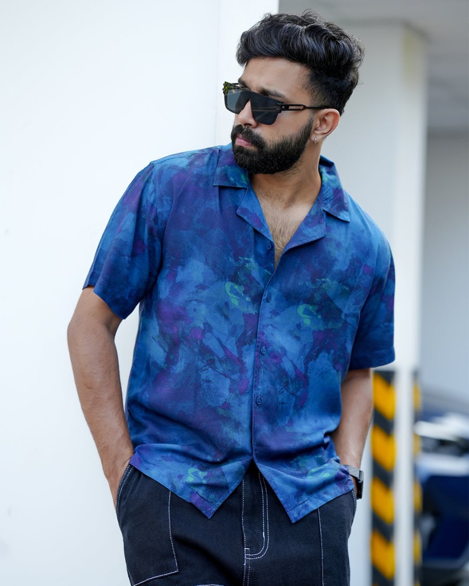 Textured Blue - Men Shirt | Mydesignation