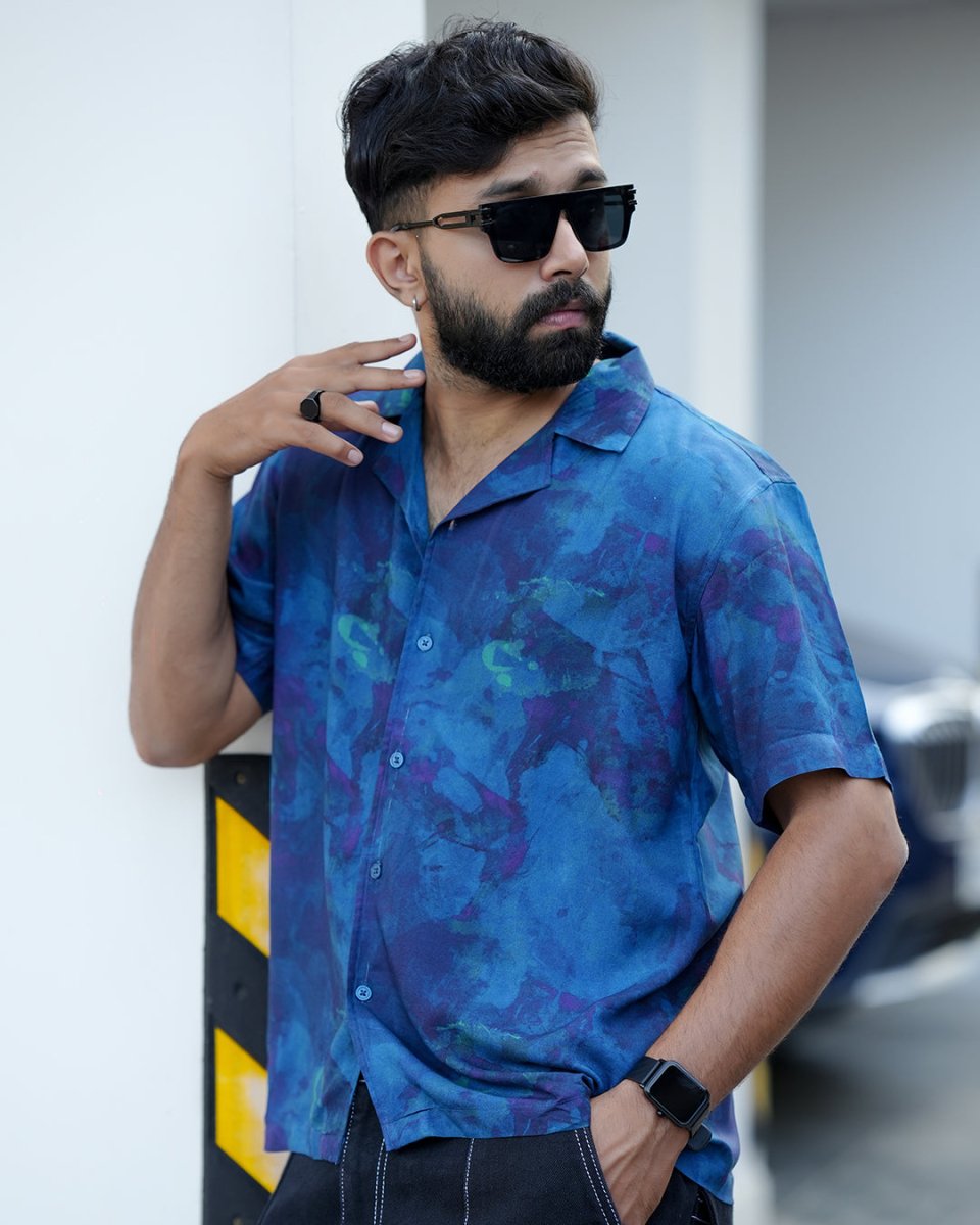 Textured Blue - Men Shirt | Mydesignation