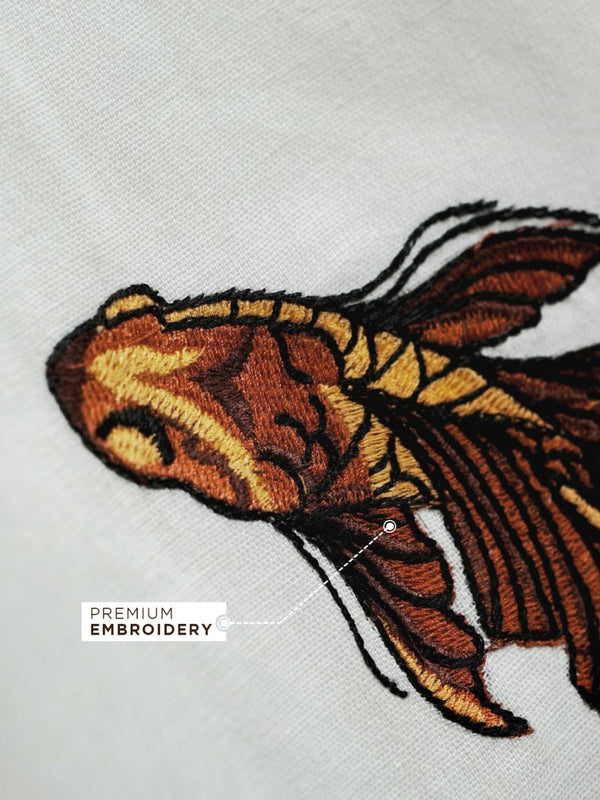 Twin Fish Embroidered Shirt - Shirt | Mydesignation