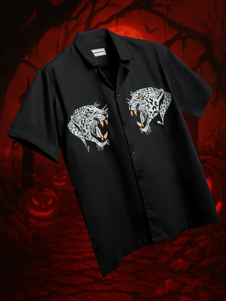 Twin Leopard Embroidered - Men Shirt | Mydesignation