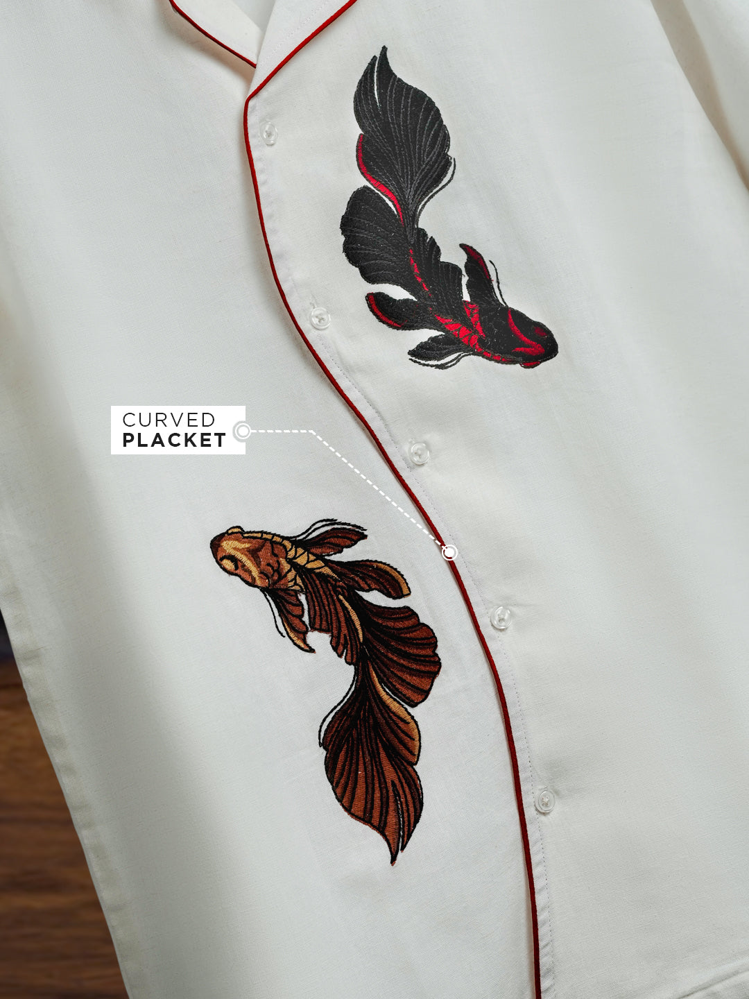 Twin Fish Embroidered Shirt
