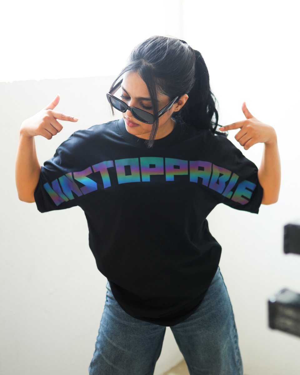 Unstoppable Oversized T-Shirt – Reflective Print Mydesignation