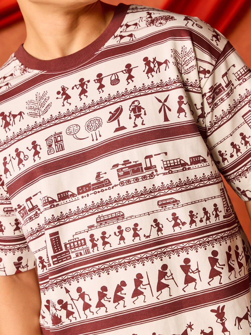 Warli - Oversized T-shirt | Mydesignation