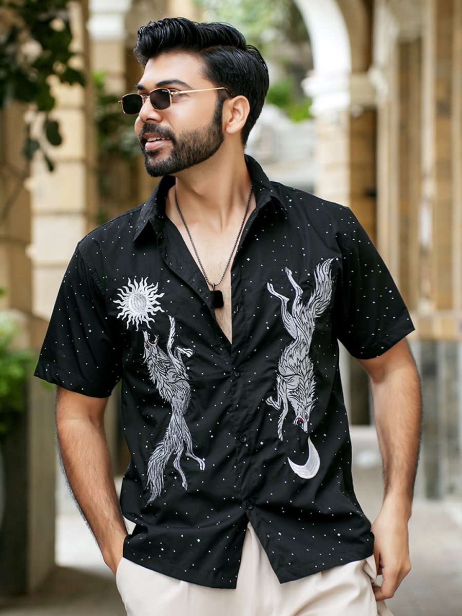Wolf Embroidered - Men Shirt | Mydesignation